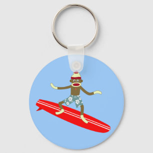 Chaveiro Surfista do macaco da peúga