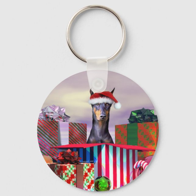 Chaveiro Surpresa de Natal Doberman (Frente)