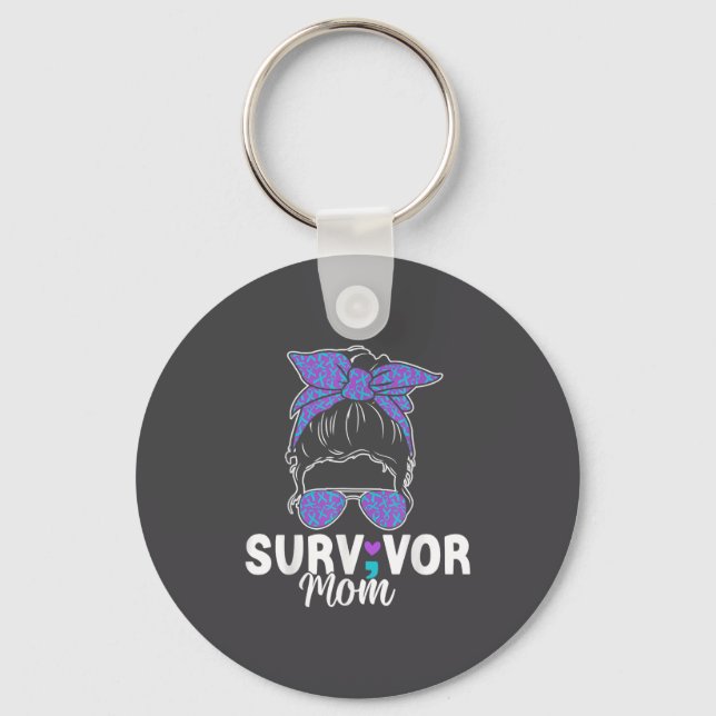 Chaveiro Survivor Mom - Semicolon Suicide Prevention Awaren (Frente)