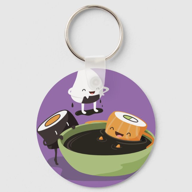 Chaveiro Sushi aproveita o tempo de banho engraçado (Frente)