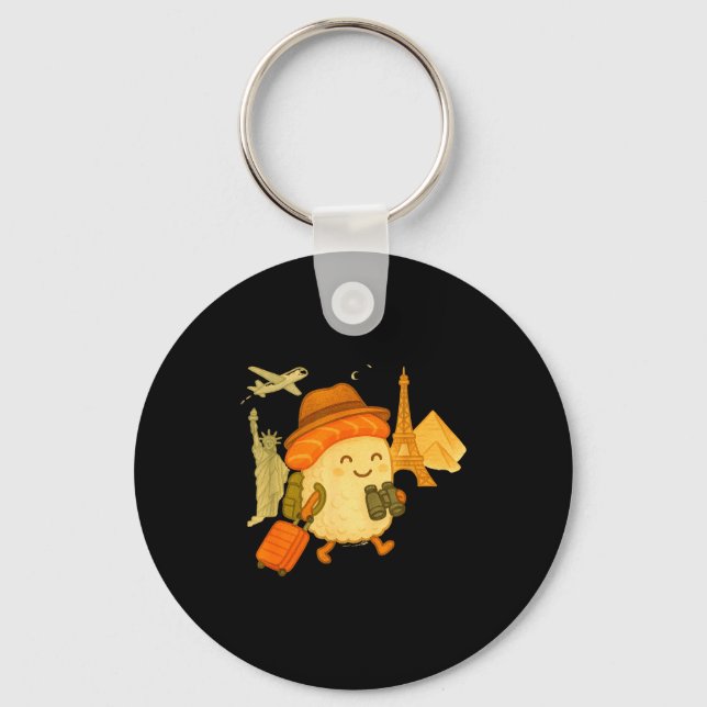 Chaveiro Sushi Salmon Roll Loves To Travel  (Frente)