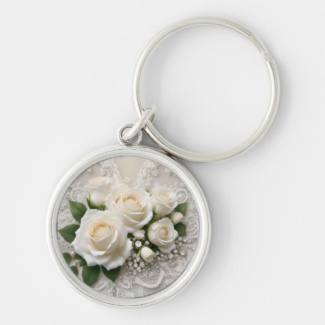 Chaveiro Sussurros da Elegância: Rosa e Voos Eternos (Frente)