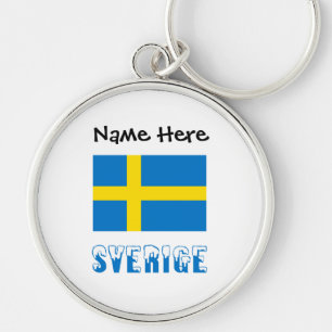 Chaveiro Sverige Bandeira Sueca Personalização Preta