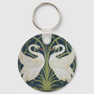 Chaveiro Swan Art Nouveau Swirl Bird White