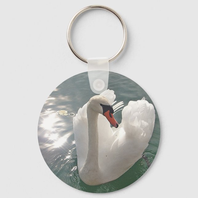 Chaveiro Swan branco bonito (Frente)