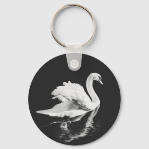 Chaveiro Swan Nadando Negro e Branco