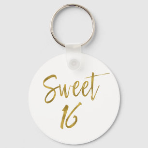 Chaveiro Sweet 16 Birthday Gold Foil Key Chain