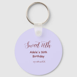 Chaveiro Sweet 16th birthday purple pastel mauve retro name