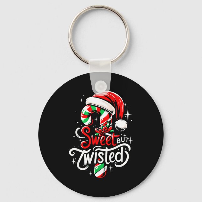 Chaveiro Sweet But Twisted Funny Christmas Candy Cane Xmas  (Frente)