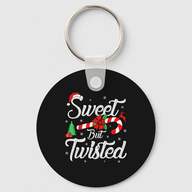 Chaveiro Sweet But Twisted Funny Christmas Candy Cane Xmas  (Frente)