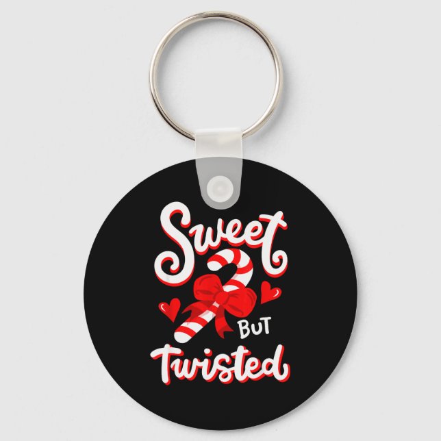 Chaveiro Sweet But Twisted Funny Christmas Candy Cane Xmas  (Frente)