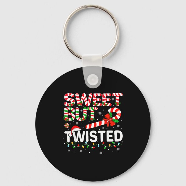 Chaveiro Sweet But Twisted Funny Christmas Candy Cane Xmas  (Frente)