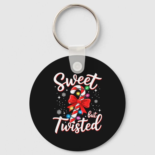 Chaveiro Sweet But Twisted Funny Christmas Candy Cane Xmas  (Frente)