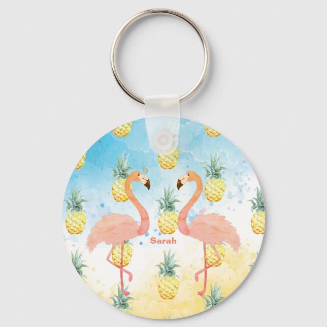 Chaveiro Sweet Girly Flamingo e abacaxi (Frente)