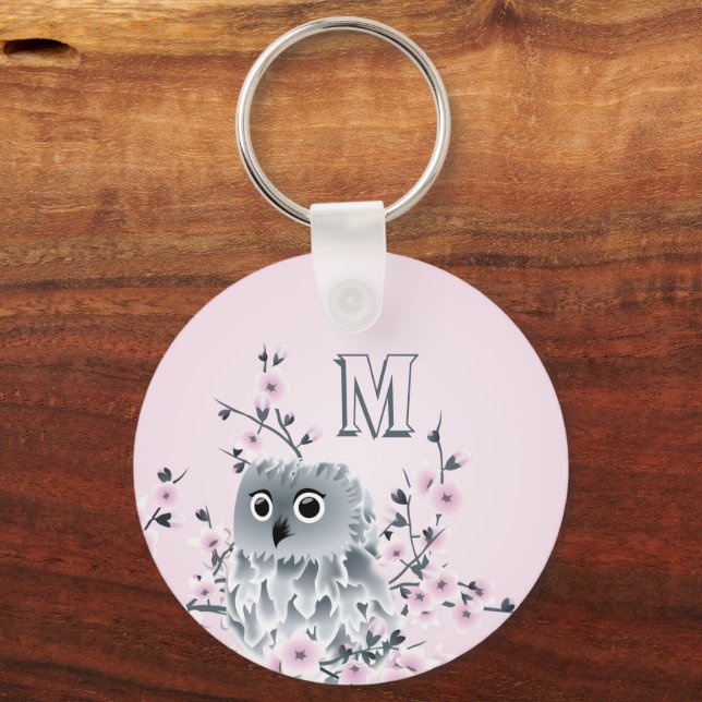 Chaveiro Sweet Owl Pink Girly Monogram (Verso)