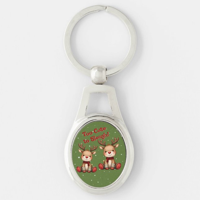 Chaveiro Sweet Reindeer Pair in Holiday Snowfall (Frente)