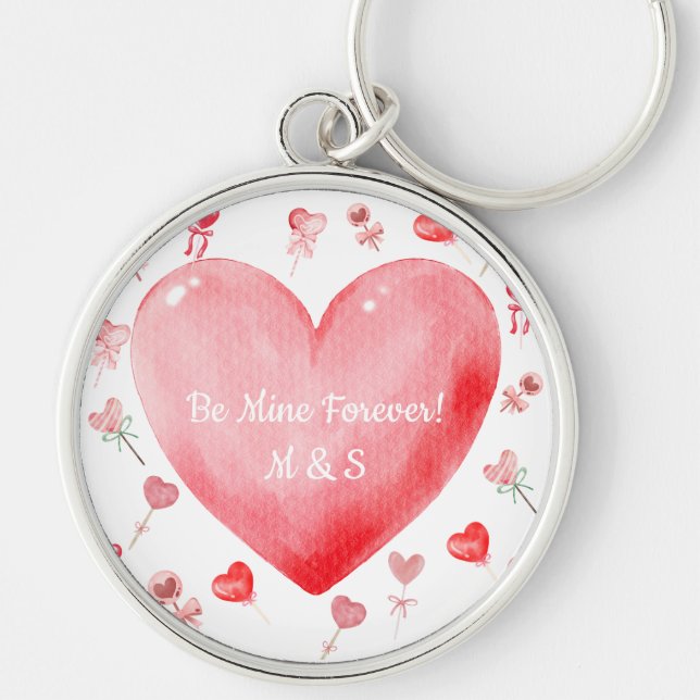 Chaveiro Sweet Watercolor Heart Valentine Keychain (Frente)