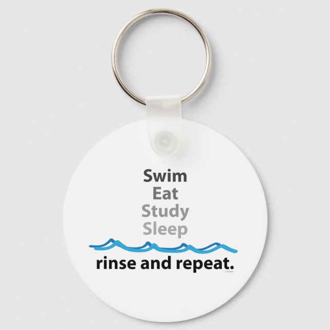 Chaveiro Swim, eat, study, sleep ... rinse and repeat (Frente)