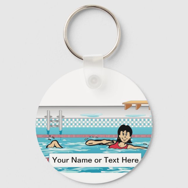 Chaveiro Swimmer - Cartoon feminino: PrintedPerfection.com (Frente)