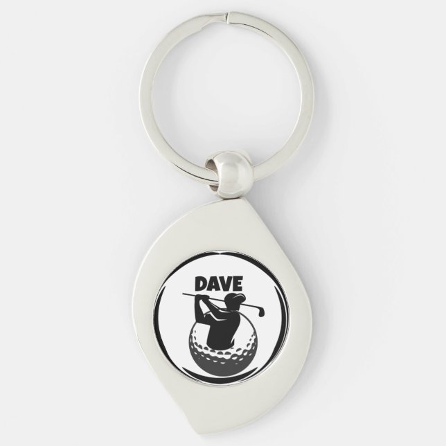 Chaveiro Swing de golfe masculino & Bola de golfe (Frente)