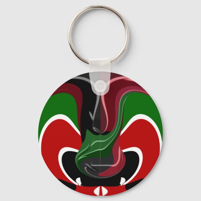 Chaveiro Swirling Kenyan Flag: Uma arte moderna do Motif (Frente)