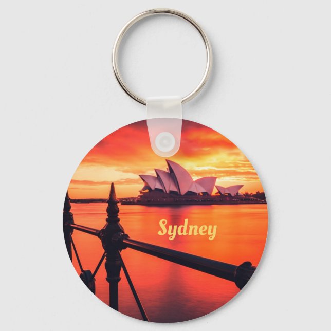 Chaveiro Sydney Austrália Opera House Orange Sky (Frente)