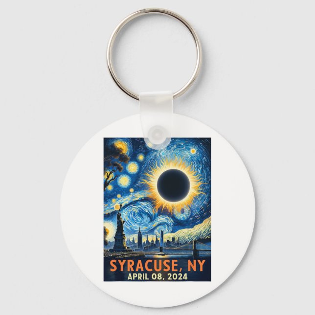 Chaveiro Syracuse New York Total Solar Eclipse 2024 Starry (Frente)