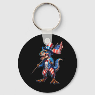 Chaveiro T-rex 4 De Julho Bandeira Americana Patriótica Din