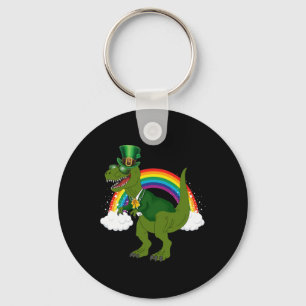 Chaveiro T-rex Dinossauro Leprechaun Arco-íris Dia de São P