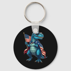 Chaveiro T Rex Dinossauro Retro 4 De Julho Bandeira America