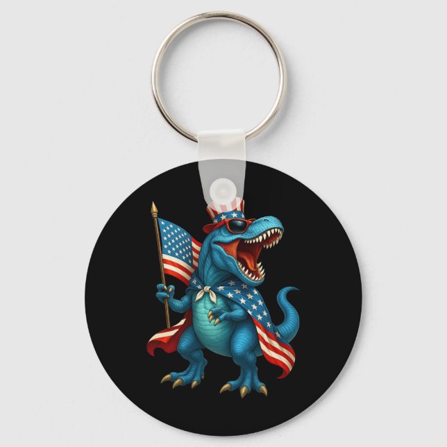 Chaveiro T Rex Dinossauro Rugindo 4 De Julho Bandeira Ameri (Frente)