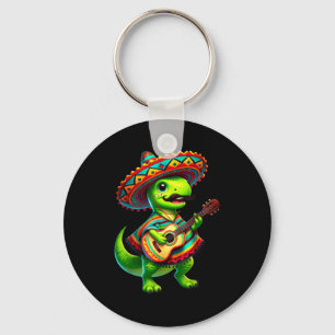 Chaveiro T-rex dinossauro tocando violão cinco de mayo mexi