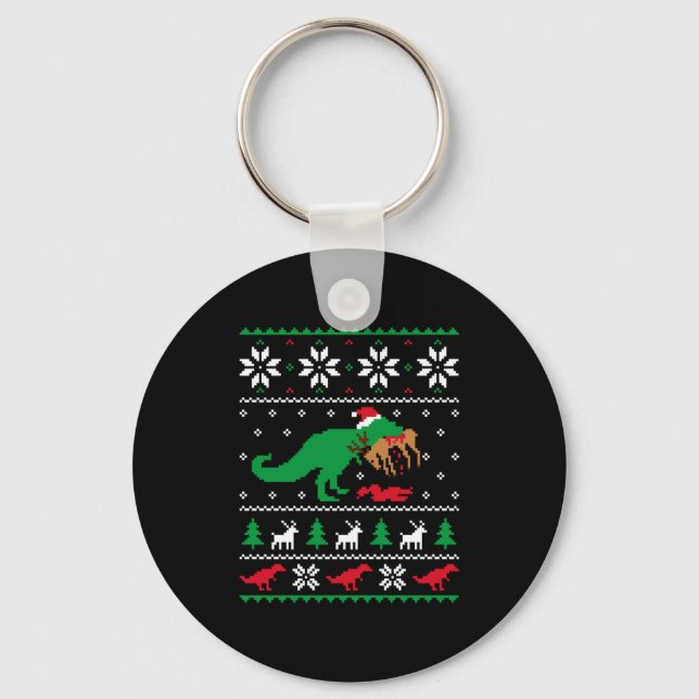 Chaveiro T Rex Eating Reindeer Funny Dinosaur Christmas Ugl (Frente)