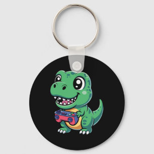 Chaveiro T-rex Feliz Com Controle De Jogo Dinossauro Gamer