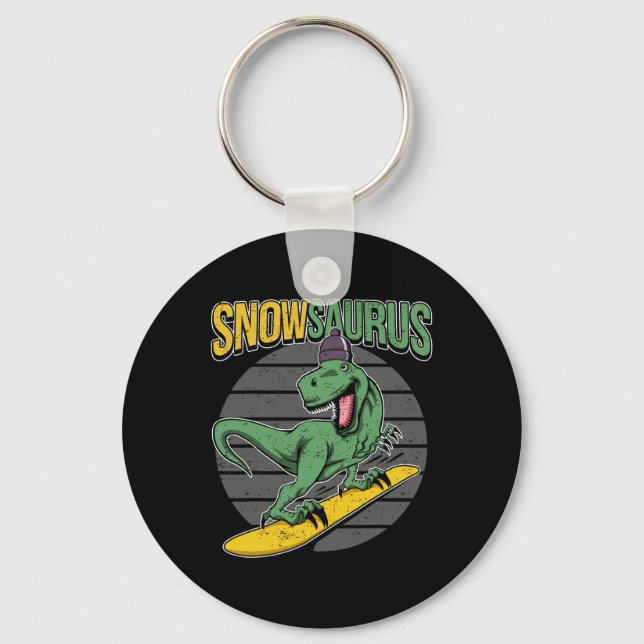 Chaveiro T-rex Snowboarding Dinossauro Snowboard  (Frente)