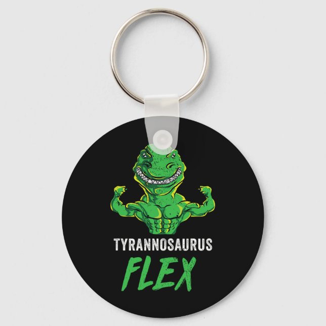 Chaveiro T Rex Workout Engraçado Dinossauro Giro Corte de P (Frente)