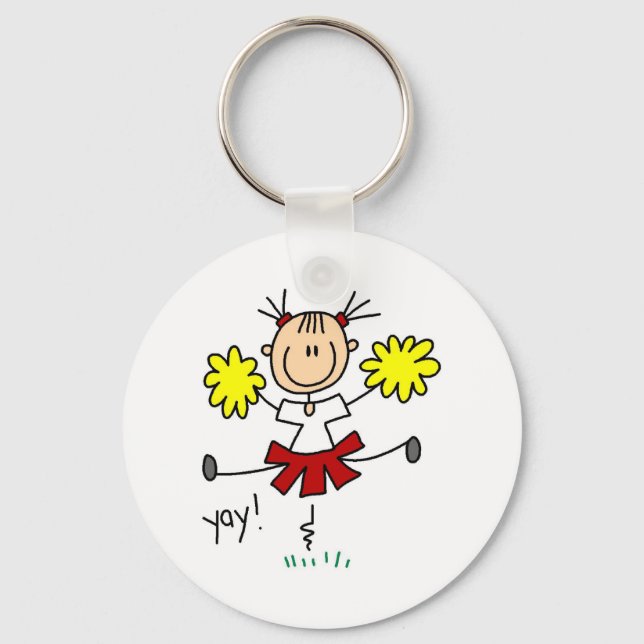 Chaveiro T-shirts e Cheerleaderes, de cor vermelha e amarel (Frente)