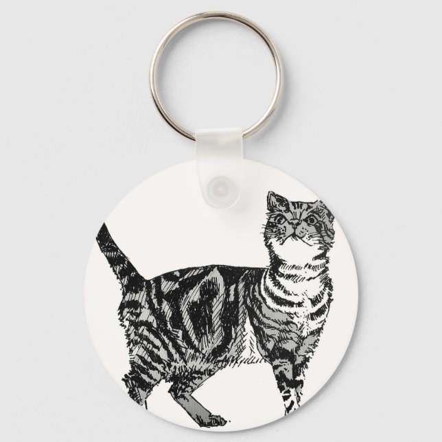 Chaveiro Tabby Cat illustration Cute Cats Tabbies Gift (Frente)