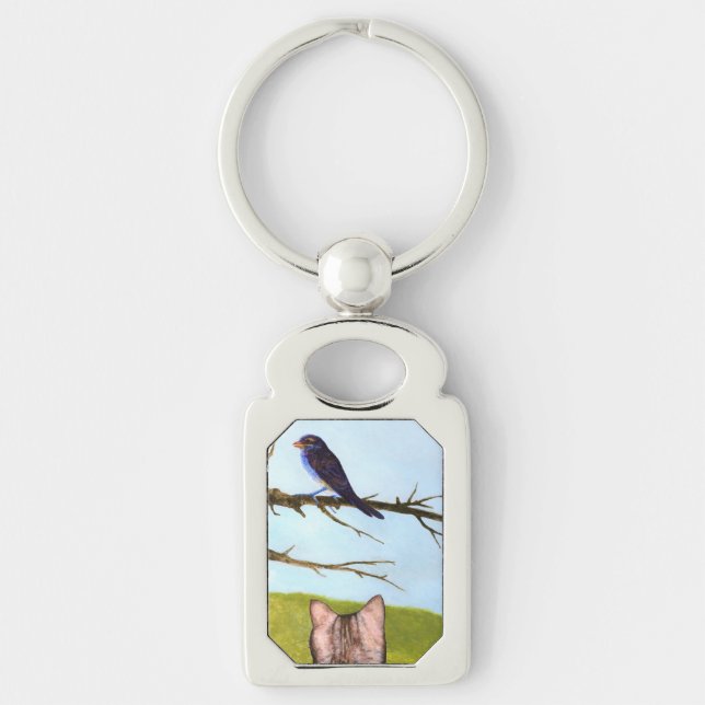 Chaveiro Tabby Cats Fala com Pássaros (Frente)