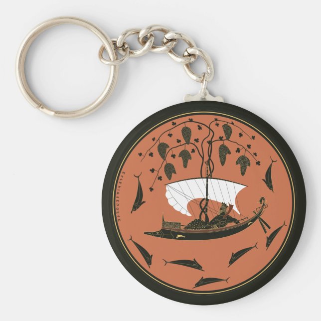 Chaveiro Taça Dionysus: Deus grego por naves e golfinhos (Frente)