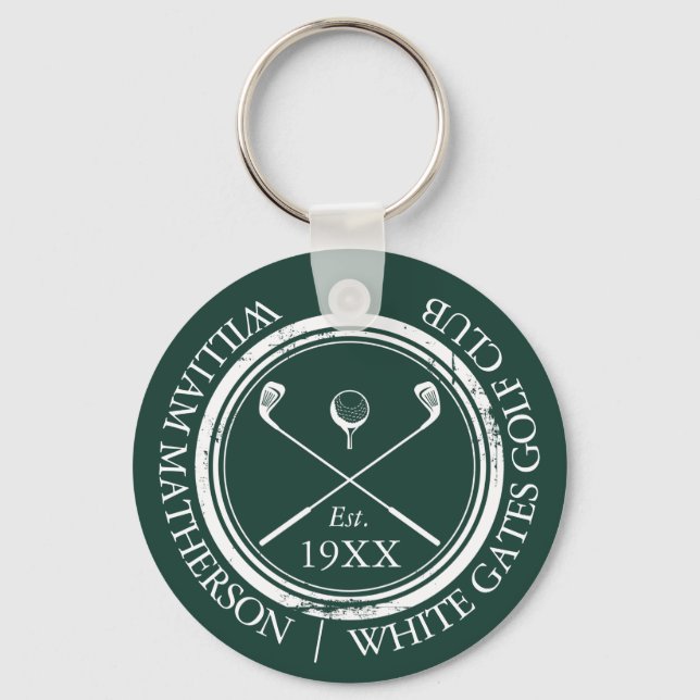 Chaveiro Taco de golfe personalizado esmeralda verde (Frente)