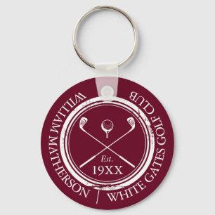 Chaveiro Tacos de golfe vermelhos borgonha personalizados