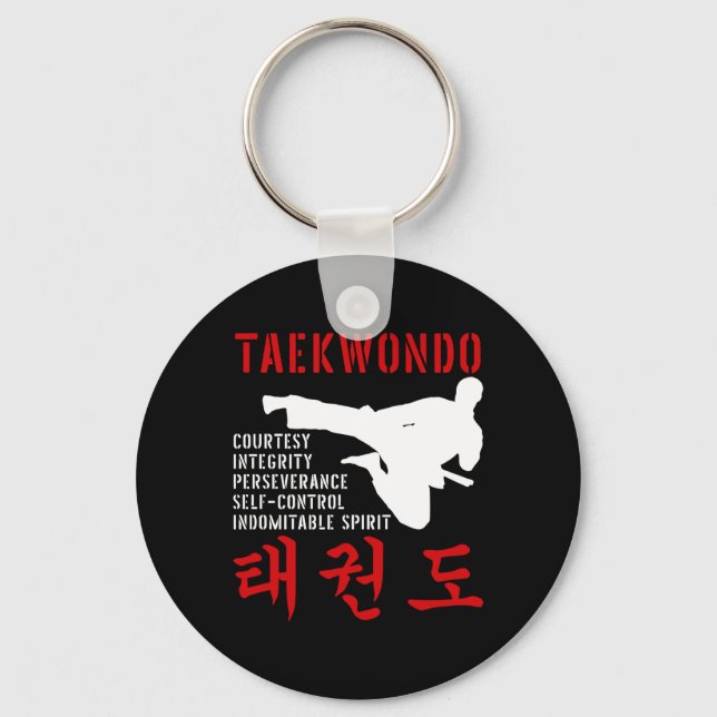 Chaveiro Taekwondo Tenets Artes Marciais (Frente)