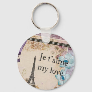 Chaveiro T'aime de Paris Je meu estilo do vintage do amor