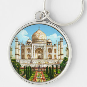 Chaveiro Taj Mahal icônico em moldura circular ornamentada