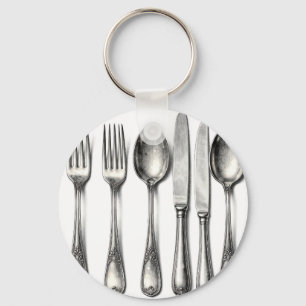Chaveiro Talheres de Prata Antigos para Cozinha