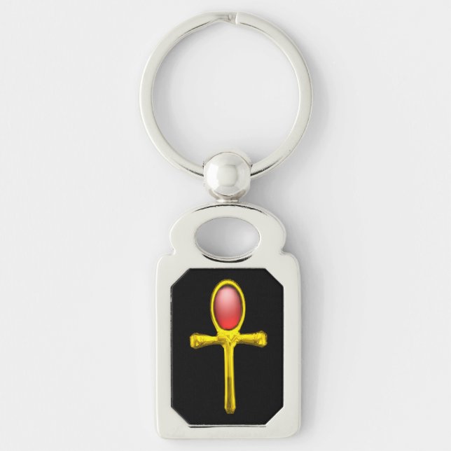 Chaveiro TALISMAN VERMELHO, ÂNCORA DOURADA Símbolo da Vida  (Frente)