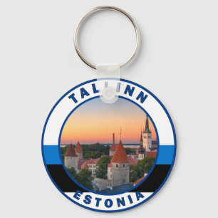 Chaveiro Tallinn Estonia Retro Travel Art Circle Vintage