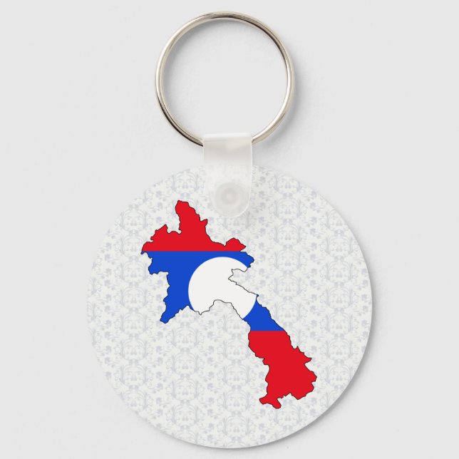 Chaveiro Tamanho do cheio do Mapa do Sinalizador Laos (Frente)