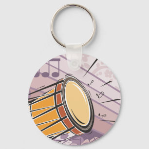 Chaveiro Tambor Bongo Tradicional Com Notas Musicais